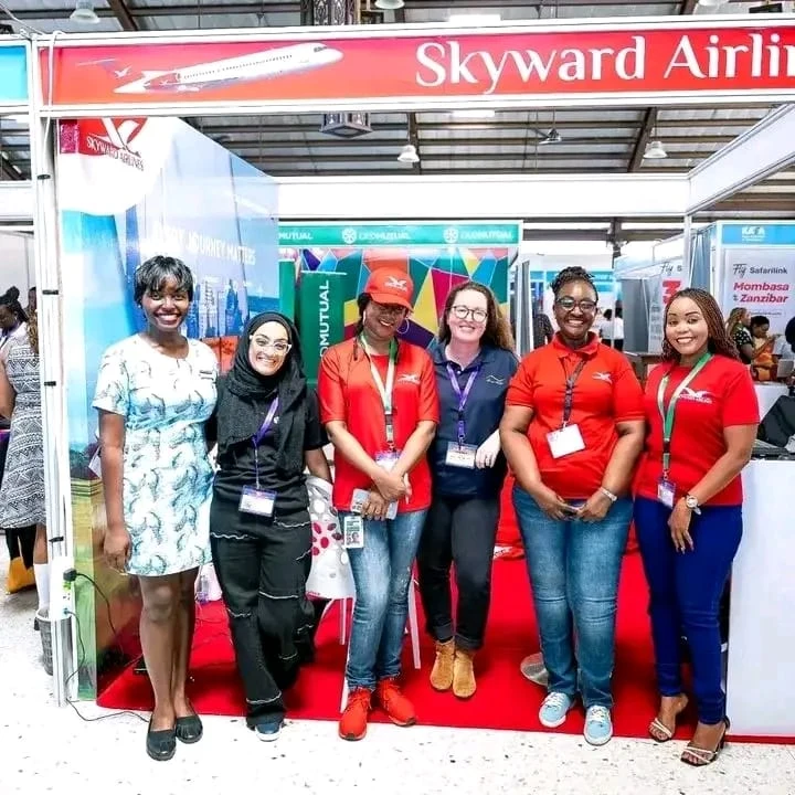 Skyward Airlines representatives and visitors at the airline’s exhibition stand
